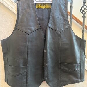 Men's Classic Black Leather Vest by